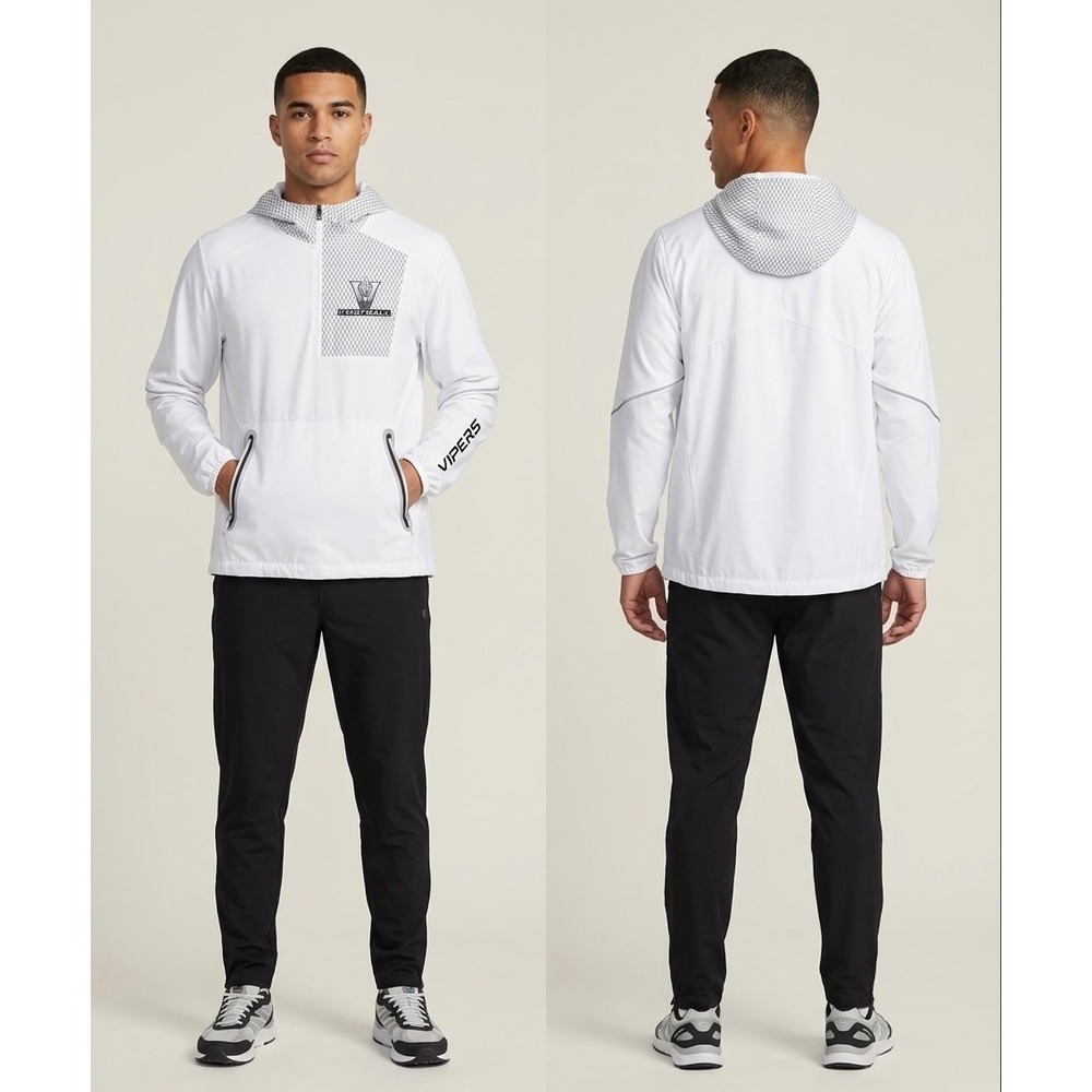 X-Grain Vipers Football 1/4 Zip Windbreaker Jacket White Mens Medium Hooded